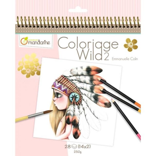Jeux éducatifs Avenue Mandarine Cahier de coloriage - 28 dessins - Wild 2