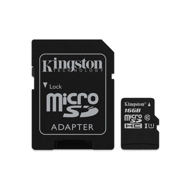 Kingston - Carte Micro SDHC 16Go - avec adaptateur SD Kingston  - Carte Micro SD 16 go