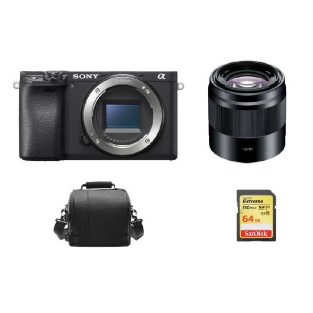 Sony - SONY A6400 Body Black + SEL 50MM F1.8 OSS Black + 64GB SD card + camera Bag Sony  - Reflex Numérique Sony