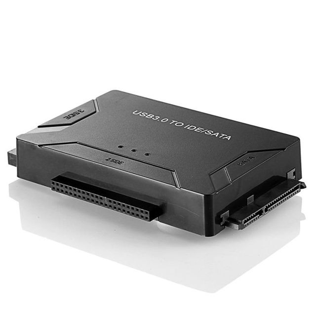 E-Thinker - Adaptateur USB 3.0 vers Disque Dur IDE SATA Convertisseur pour 2.5'' 3.5'' IDE Disque Dur et SATA HDD SSD avec Alimentation Externe DC 12V 2A et 1m Câble USB 3.0 Noir E-Thinker  - Adaptateur ssd