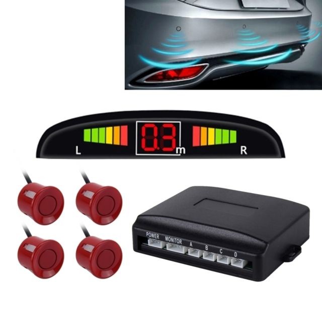 Wewoo - Radar de recul rouge Système de de inversé de voiture Buzzer - Premium Quality 4 Capteurs de stationnement de de de avec écran LCD foncé Wewoo  - Assistant d'aide à la conduite et GPS