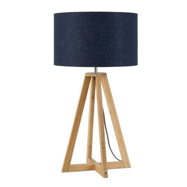 Good&Mojo - EVEREST-Lampe à poser Bambou & Lin Naturel H34cm bleu denim Good & Mojo Good&Mojo  - Good&Mojo