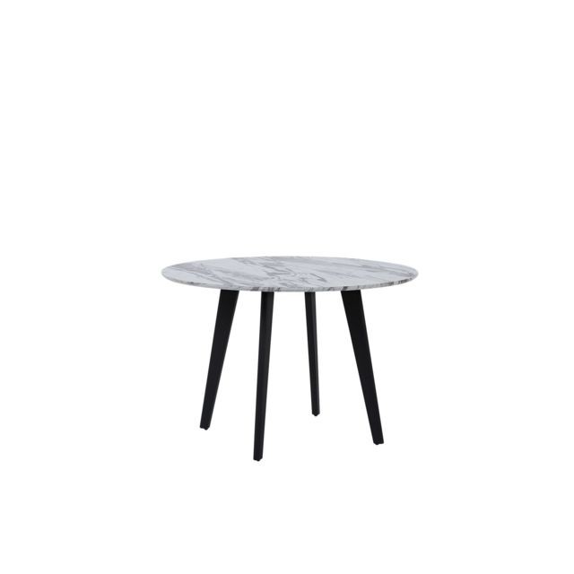 Beliani - Table ronde imitation marbre blanc MOSBY Beliani  - Table cuisine en marbre Tables à manger