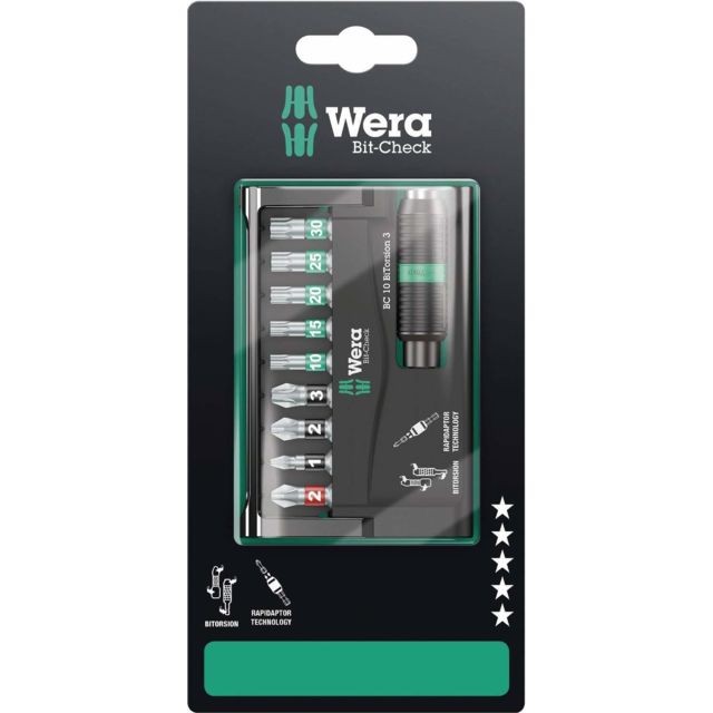 Wera - Coffret Bit-Check de 9 embouts mixte BTZ + porte-embouts Rapidator WERA WERK 05073418001 Wera  - Mètres Wera