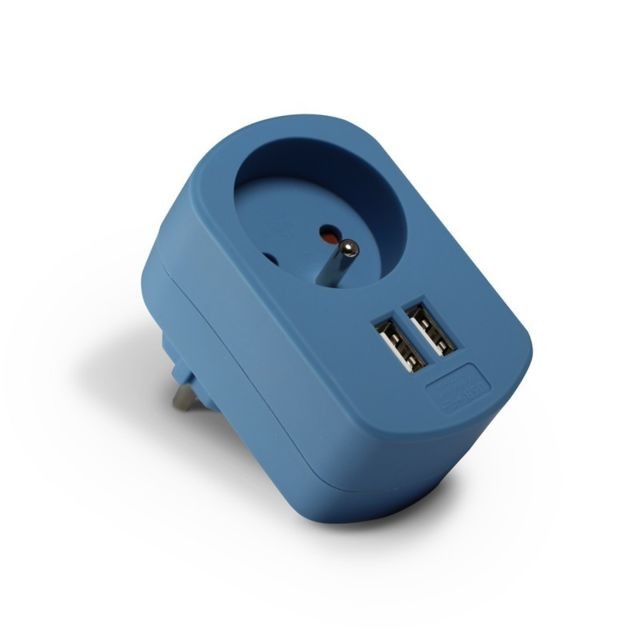 Metronic - Chargeur 2 USB bleu Metronic  - Chargeur secteur téléphone Metronic