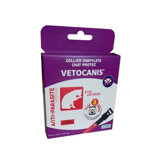 Vetocanis - VETOCANIS Collier anti-puces et anti-tiques au Dpdimpylate - 8 mois de protection - Rouge - Pour chat Vetocanis  - Vetocanis