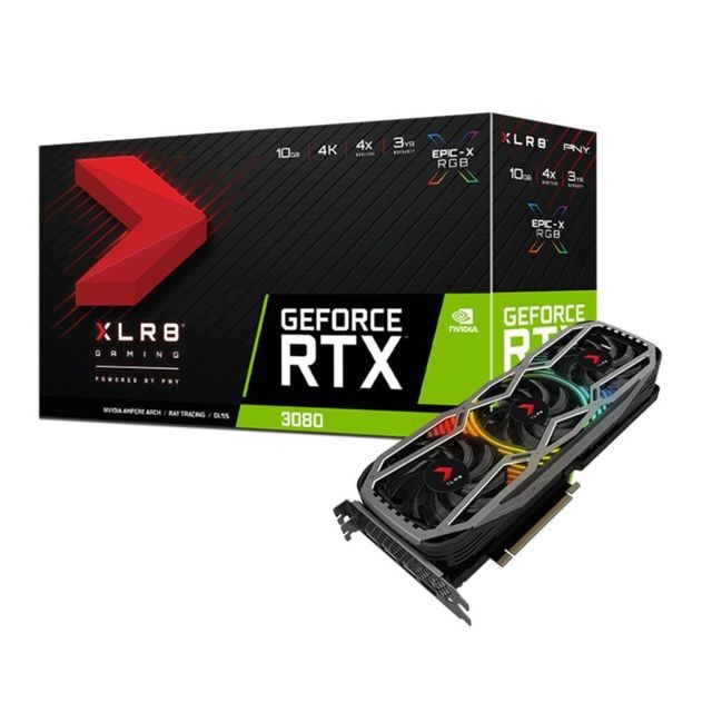 PNY - GeForce RTX 3080 - XLR8 GAMING EPIC-X RGB Triple Fan - 10Go PNY  - NVIDIA GeForce RTX 30 Composants