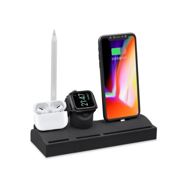 Station d'accueil smartphone Wewoo Station de recharge de charge en silicone CT03 5 1 pour iPhone & Apple Watch & Airpodsavec support Funtcion