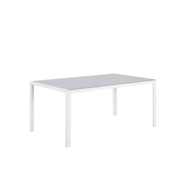 Tables de jardin Beliani Table de jardin en aluminium et verre grise 160 x 90 cm CATANIA
