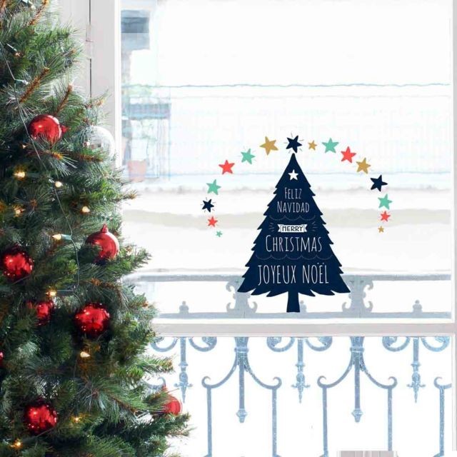 Nouvelles Images - Sticker fenêtre ""Sapin Joyeux Noël"" Nouvelles Images - Décoration de sapin Décorations de Noël