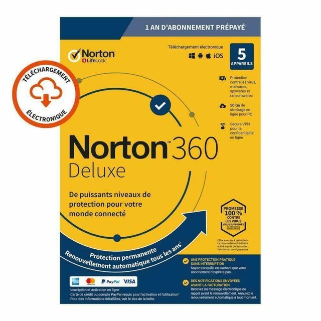 Sans Marque - Logiciel Norton 360 Deluxe 2020 ESD 5 appareils - 5app - 1 an - 50gb cloud Sans Marque  - Antivirus et Sécurité Sans Marque
