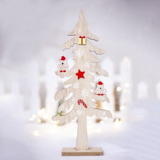 Wewoo - 2 pcs décorations de noël créatif ornements en bois peints d'arbre de Noëltaille 24x10cm Wewoo  - Sapin de Noël Wewoo