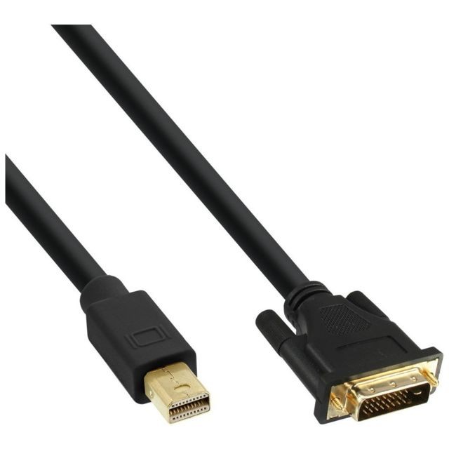 Inline - Câble Inline® Mini DisplayPort mâle vers DVI-D 24 + 1 mâle, noir / or, 1 m Inline  - Câble Ecran - DVI et VGA Dvi