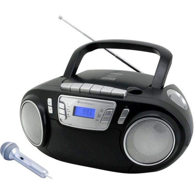 Radio, lecteur CD/MP3 enfant Soundmaster mini chaine radio portable FM CD USB CASSETTE AUX noir