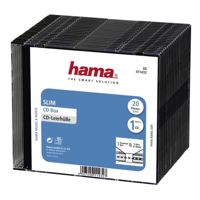 Hama - - Grâce à leur faible épaisseur (environ 5,2mm), deux boîtiers CD ""Slim"" équivalent à un boîtier CD standard<br />- Gain de place de 50%<br />- Idéal pour remplacer le boîtier d'origine abîmé ou cassé Hama - Meubles CD, DVD