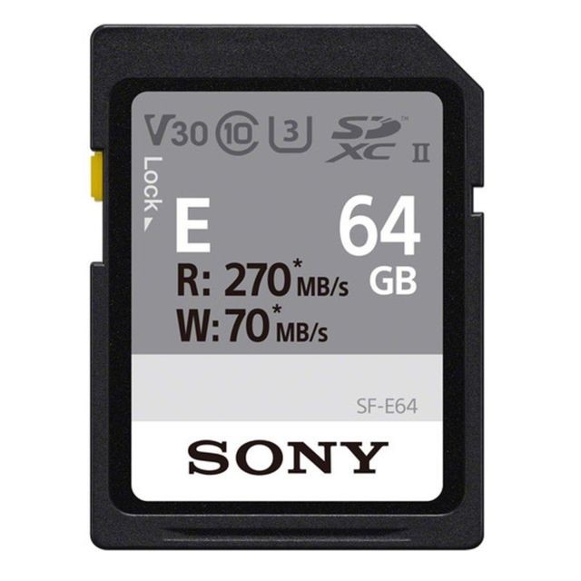 Sony - SONY Carte SD 64 Go 270 Mo/s en lecture et 70 Mo/s en écriture - SF-E64 Sony  - Carte Memory Stick Pro Duo