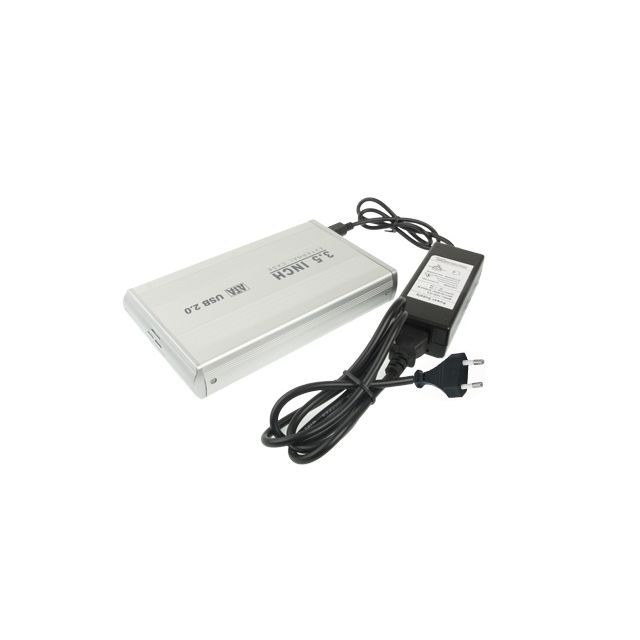 Wewoo Boîtier disque dur argent externe SATA de 3,5 pouces avec alimentation 2.0A, prise en charge USB 2.0