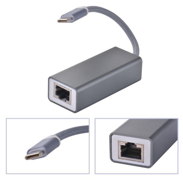 Carte réseau XCSOURCE Adaptateur de réseau LAN Ethernet type C USB-C 3.1 à RJ45 Gigabit 10/100 / 1000Mbps Compatible pour MacBook Pro ChromeBook PixelBook Samsung S8 S9 AC1642