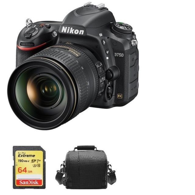 Nikon - NIKON D750 KIT AF-S 24-120MM F4G ED VR + 64GB SD card + camera Bag Nikon  - Nikon D750 Reflex Numérique