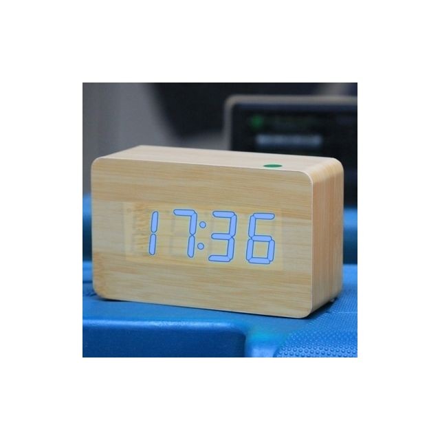 Wewoo - Réveil digitale bleu Horloge en bois avec commande vocale, numéro USB / batterie possibilité d'afficher l'heure, le mois, la date et la température Wewoo  - Enceinte et radio Wewoo