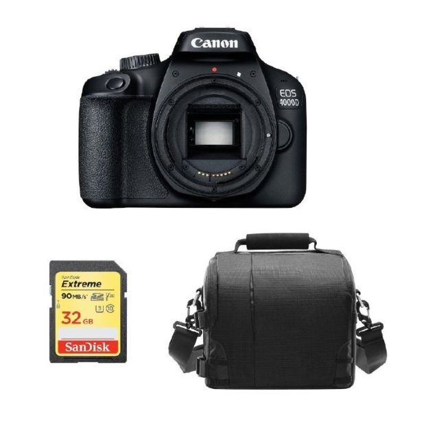 Canon - CANON EOS 4000D Body Black + 32GB SD card + camera Bag Canon  - Reflex Grand Public