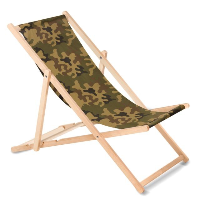Transats, chaises longues Greenblue Chaise longue de jardin en hêtre GreenBlue GB183 camouflage vert