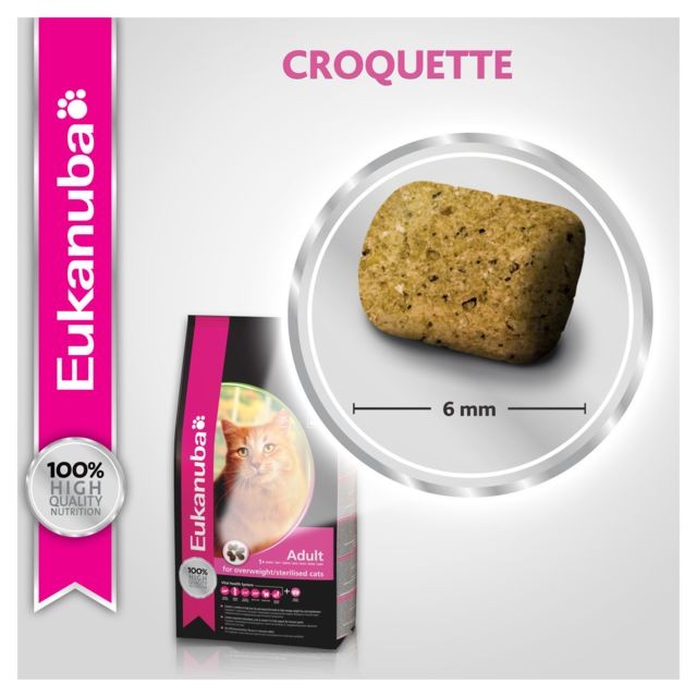 Eukanuba EUKANUBA - Croquettes pour Chat stérilisé ou en surpoids - Alimentation 100% Complete et Equilibrée - Au Poulet - 10kg