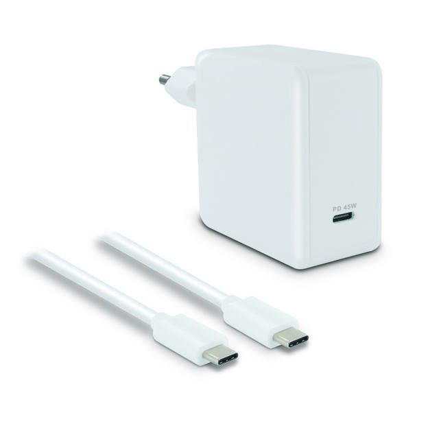 Metronic - Chargeur secteur 45W + câble USB-C mâle/mâle 2,5 m Metronic  - Chargeur secteur téléphone Metronic