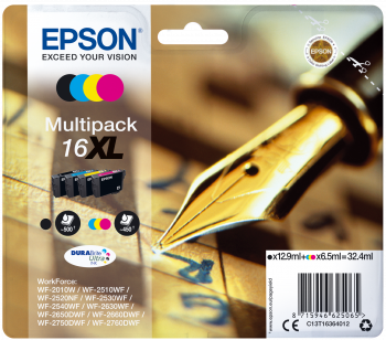 Epson - Stylo Plume - Multipack 16 - Noir, Cyan, Magenta, Jaune - XL Epson  - Cartouche d'encre