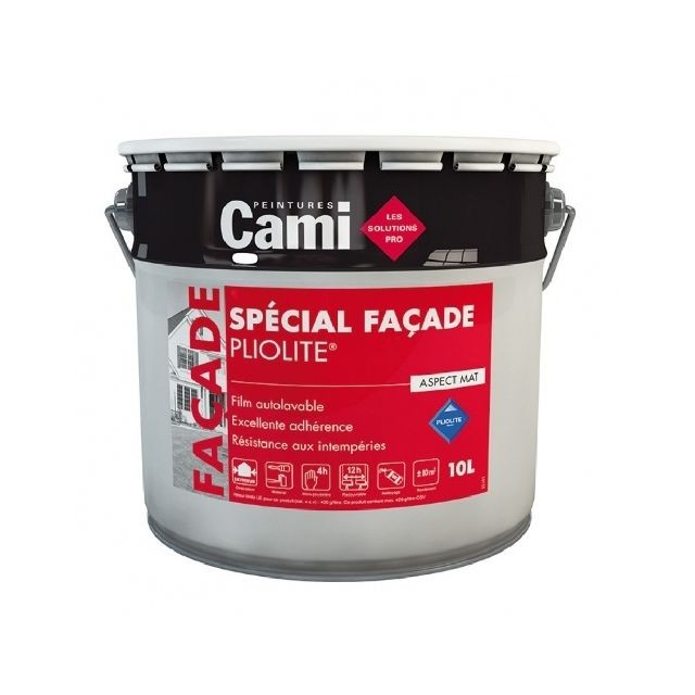 Peinture intérieure Cami FACADE PLIOLITE BLANC PUR 10L - Peinture spéciale pour façade à rénover - CAMI