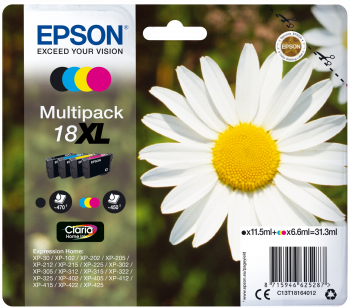 Epson - Paquerette - Multipack 18 - Noir, Cyan, Magenta, Jaune - XL Epson  - Cartouche, Toner et Papier