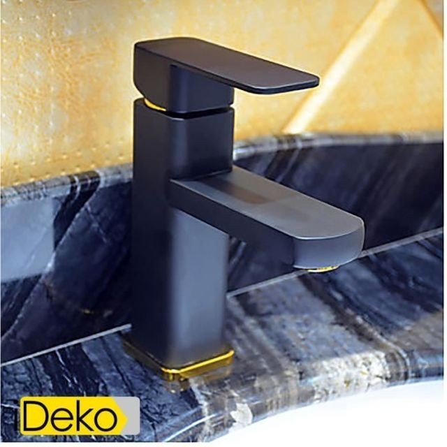 Ideko - iDeko® Robinet Mitigeur lavabo peinture noire contemporaine un trou poignée simple robinet d'évier salle de bains Ideko  - Lavabo Ideko