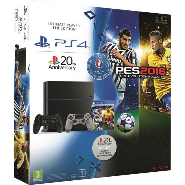 Console PS4 Sony Pack PS4  1 To PES 2016 - Édition UEFA Euro 2016