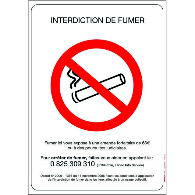 Extincteur & signalétique Outifrance OUTIFRANCE - Adhesif ""interdiction de fumer""
