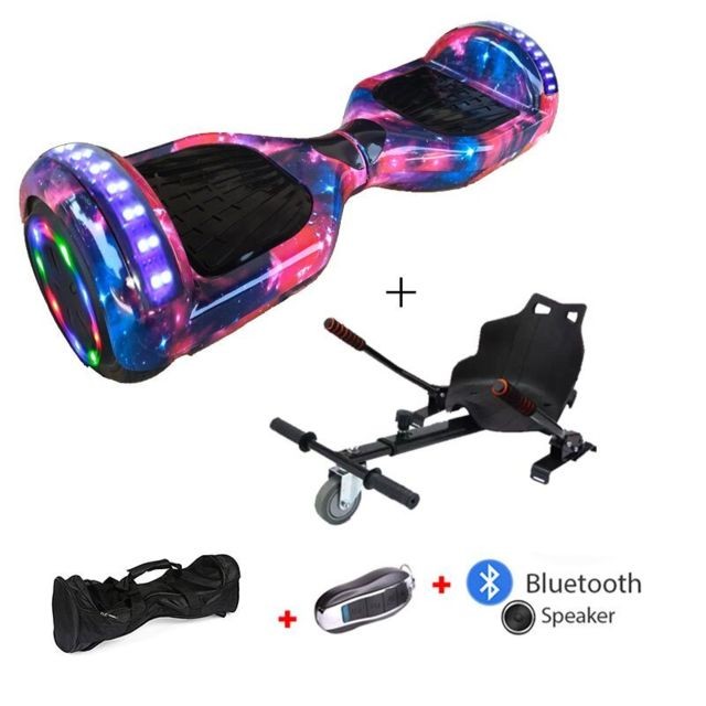 Mac Wheel - 6,5 pouces ciel rouge Gyropod Overboard Hoverboard Smart Scooter + Bluetooth + clé à distance + sac + Roue LED + hoverkart Mac Wheel  - Gyropode