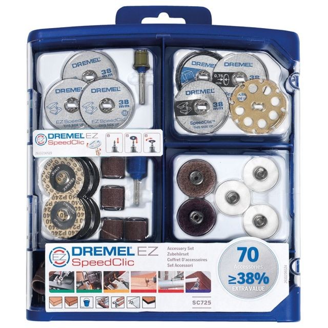 Dremel - Dremel - Set d'accessoires 70 Accessoires SpeedClic multi-usage (SC725) - 2.615.E72.5JA Dremel  - Dremel