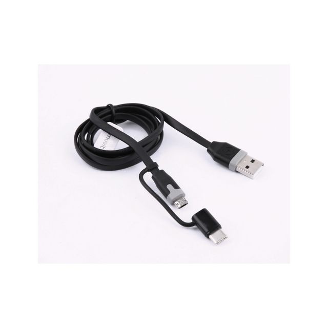 Muvit - Muvit Tab Cable 2 En 1 Micro Usb Reversible + Adaptateur Type C Noir Muvit  - Muvit