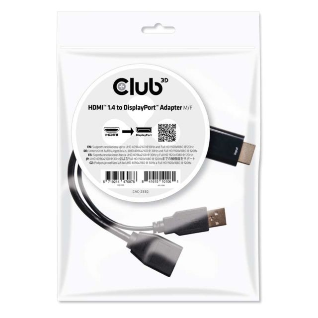 Club 3D - CLUB3D HDMI to DisplayPort Adapter Club 3D  - Câble et Connectique Club 3D