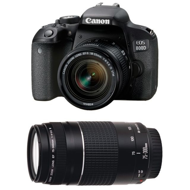 Canon - PACK CANON EOS 800D + 18-55 IS STM + 75-300 III Canon  - Reflex Numérique Canon