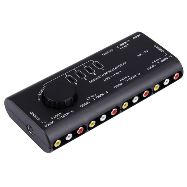 Wewoo - Splitter noir Multi-Box RCA AV Audio-Vidéo Switcher + 3 câble RCA, 4 entrées de groupe et 1 système de sortie de Wewoo  - Magnetoscope