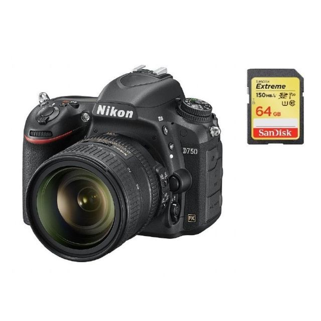 Nikon - NIKON D750 KIT AF-S 24-85MM F3.5-4.5G ED VR + 64GB SD card Nikon  - Nikon D750 Reflex Numérique
