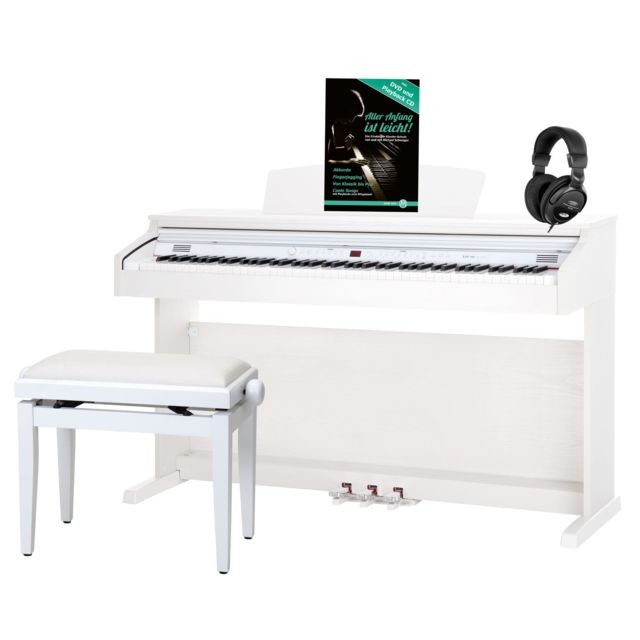 Classic Cantabile - Classic Cantabile DP-50 WM E-Piano blanc mat set avec banc et casque Classic Cantabile  - Classic Cantabile