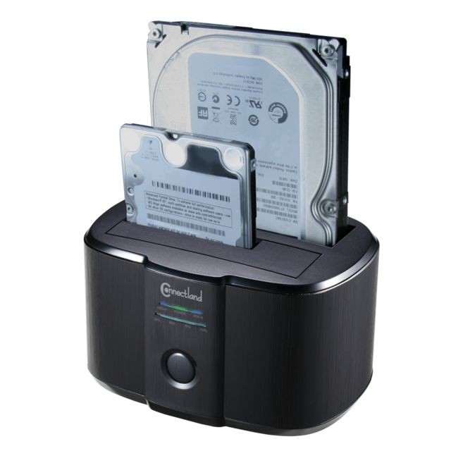 Boitier disque dur Connectland Station d'accueil USB v3.0 pour 2 disques durs SATA 3.5''/2.5''