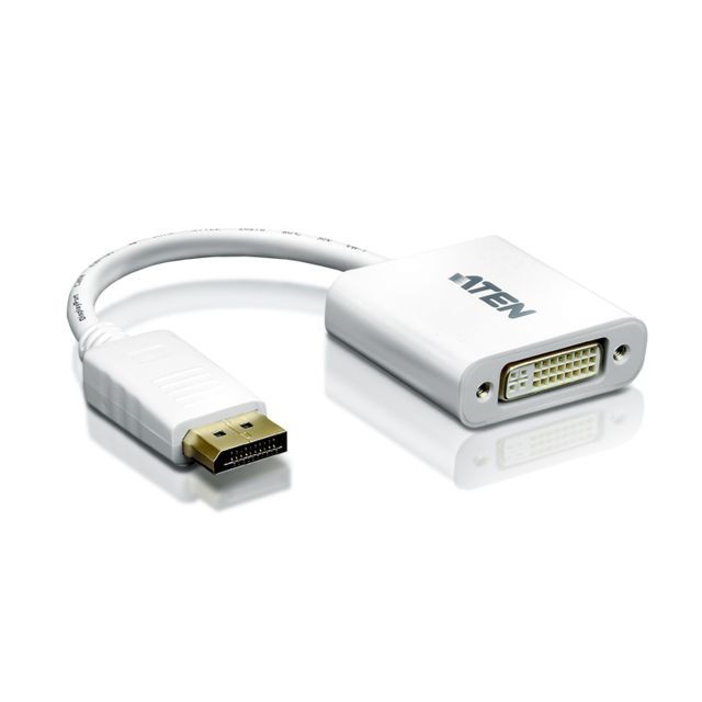 Aten - Aten DisplayPort/DVI Adapter DisplayPort Male DVI-I Female Blanc Aten  - Câble Ecran - DVI et VGA Displayport