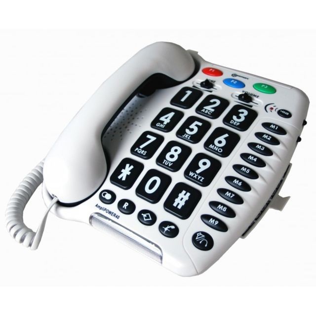 Geemarc - Téléphone Amplifié pour senior et malentendant- AmpliPower 40 - Geemarc (+40dB) - Blanc Geemarc  - Téléphone fixe filaire Geemarc