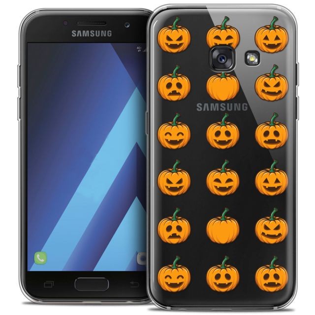 Caseink - Coque Housse Etui Samsung Galaxy A7 2017 A700 (5.7 ) [Crystal Gel HD Collection Halloween Design Smiley Citrouille - Souple - Ultra Fin - Imprimé en France] Caseink  - Caseink