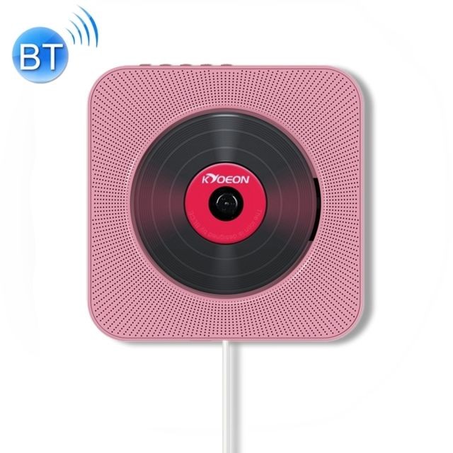 Lecteur DVD Wewoo Lecteur DVD portable CD Bluetooth 4.2 + EDR à montage mural avec télécommande, support FM (rose)