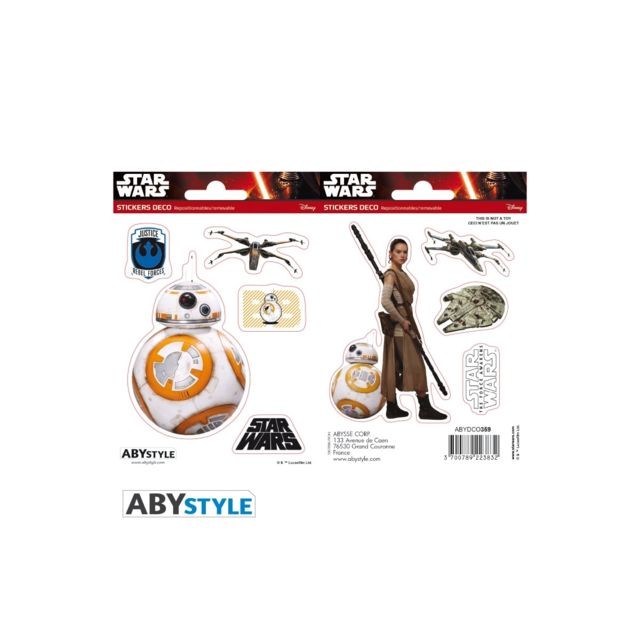 Abystyle - Star Wars - 2 planches Stickers BB8 Rey 16x11cm Abystyle  - Décoration chambre enfant