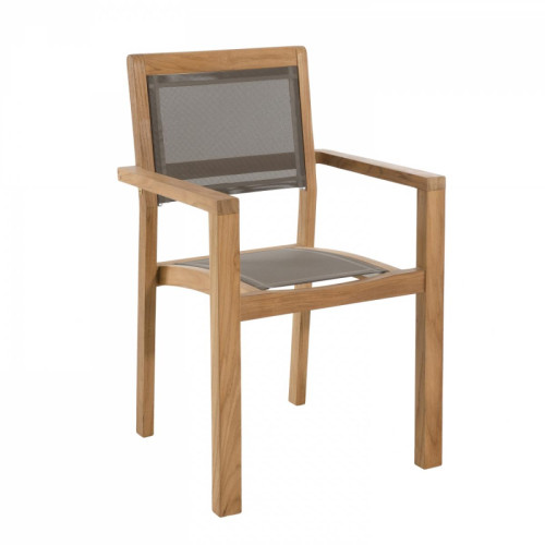 MACABANE - Lot de 2 fauteuils empilables en teck massif UNIQ - Fauteuil de jardin