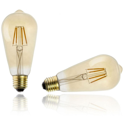 3S. x Home - Ampoule Ambrée SWAE 4 Filaments Droits LED E27 2W - Décoration